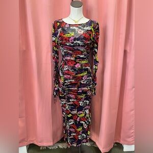 Diane Von Furstenberg Corinne in Masks Ruched Midi Dress